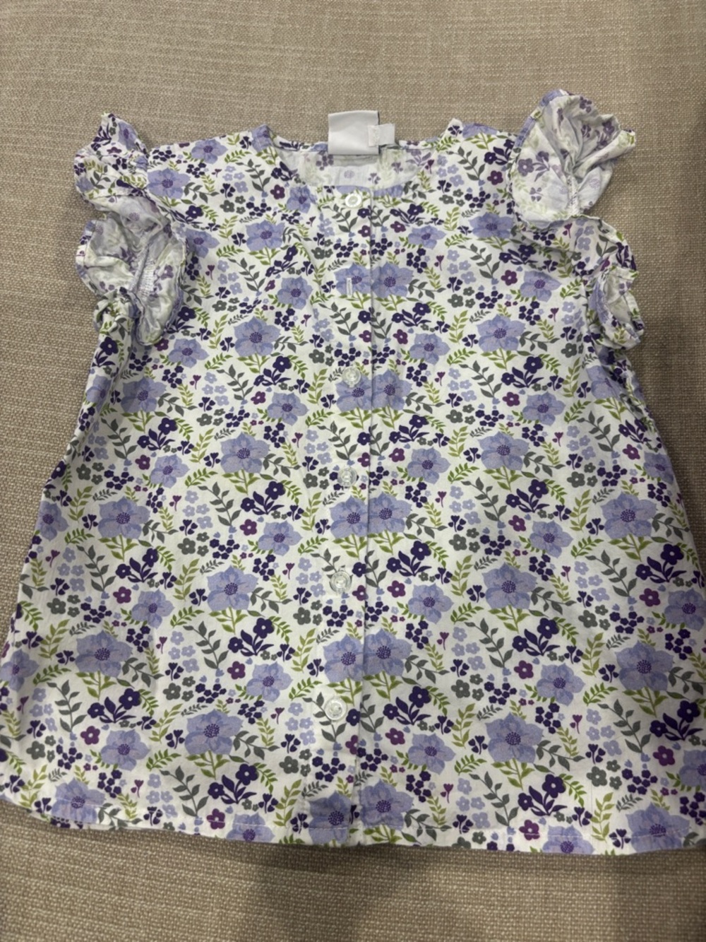 EPK - Girls Floral Button Front Top in Lavender and Green